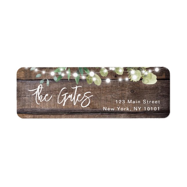 Rustic Elegant Wood Greenery Return Address Label (Front)