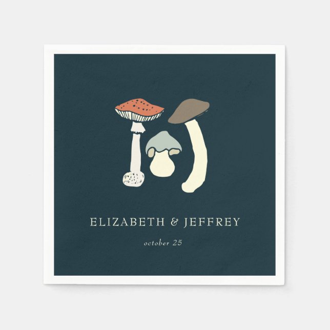 Rustic Elegant Woodland Wild Mushrooms Wedding Napkin (Front)