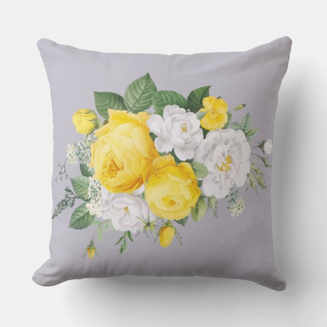 Rustic Elegant   Yellow Floral  Cushion (Front)