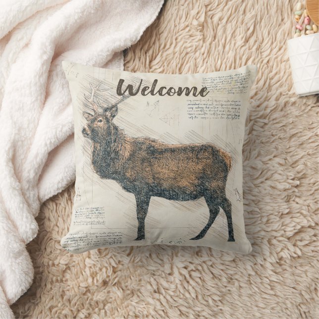 Rustic Elk Welcome  Cushion (Blanket)