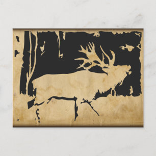 Rustic Elk Wildlife Vintage Paper Nature Hunting Postcard
