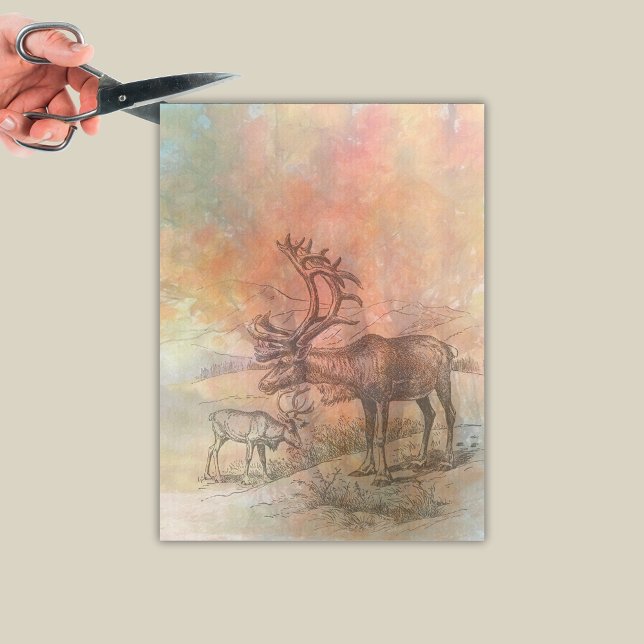 Rustic Elks Autumn Mountains decoupage Tissue Paper (Creator Uploaded)