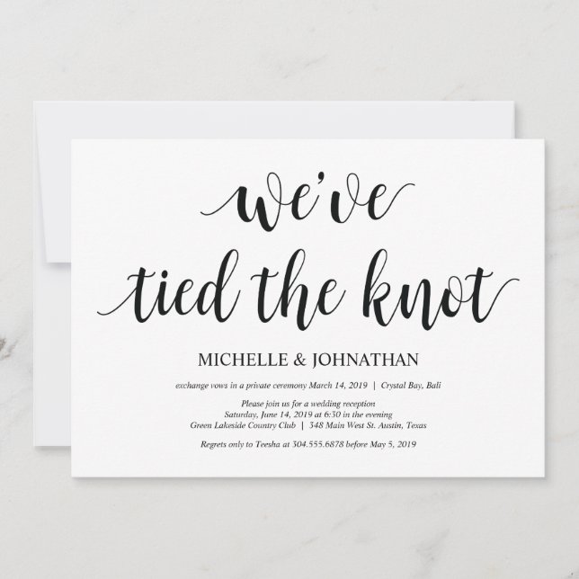 Rustic Elopement Reception Invitation Card (Front)