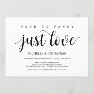 Rustic Elopement Reception Invitation Card