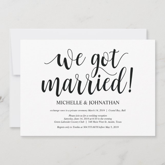 Rustic Elopement Reception Invitation Card (Front)