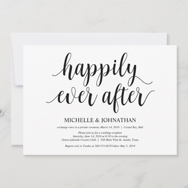 Rustic Elopement Reception Invitation Card (Front)