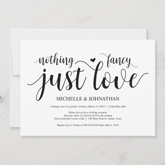 Rustic Elopement Reception Invitation Card (Front)