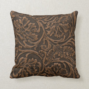 Rustic Embossed Leather Cushion
