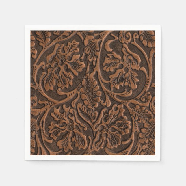 Rustic Embossed Leather Napkin (Front)