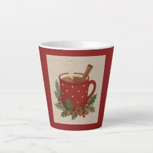 Rustic embroidery Christmas cocoa with Cinnamon Latte Mug