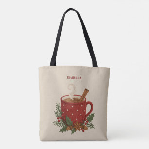   Rustic embroidery  Christmas cocoa with Cinnamon Tote Bag
