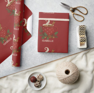  Rustic embroidery  Christmas cocoa with Cinnamon Wrapping Paper