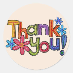 Rustic Embroidery Thank You Classic Round Sticker