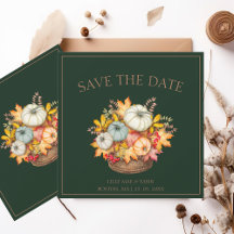 Rustic Emerald Green Autumn Fall Pumpkins Wedding