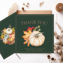 Rustic Emerald Green Autumn Fall Pumpkins Wedding