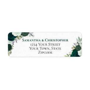 Rustic Emerald Green Roses Wedding Return Address Return Address Label