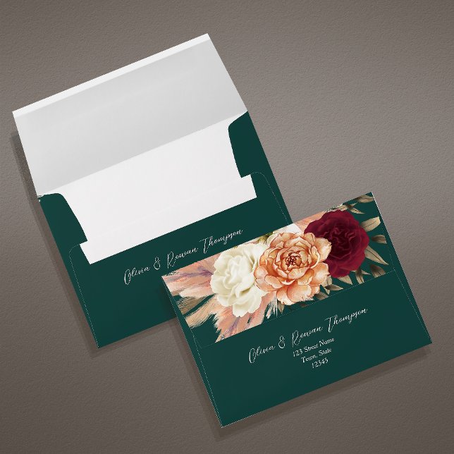 Rustic Emerald Green Wedding Envelope (Creator Uploaded)