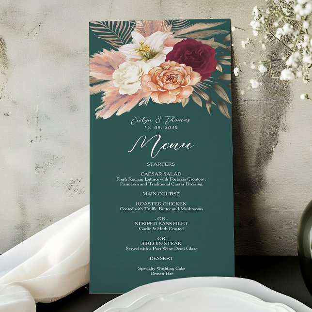 Rustic Emerald Green Wedding Menu (Creator Uploaded)