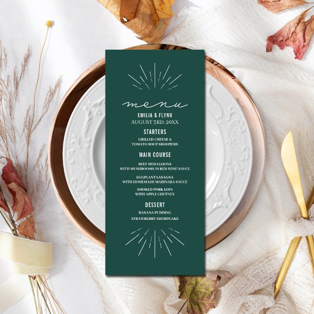 Rustic Emerald Line Art Wedding Menu (Creator Uploaded)