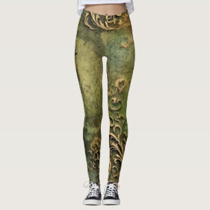 Rustic Emerald Steampunk Machinery Leggings