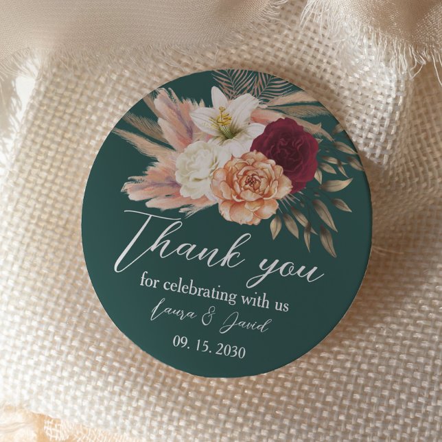 Rustic Emerald Wedding Thank You Sticker (Creator Uploaded)