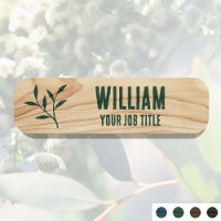 Rustic Employee Name Woodgrain Green Staff ID
