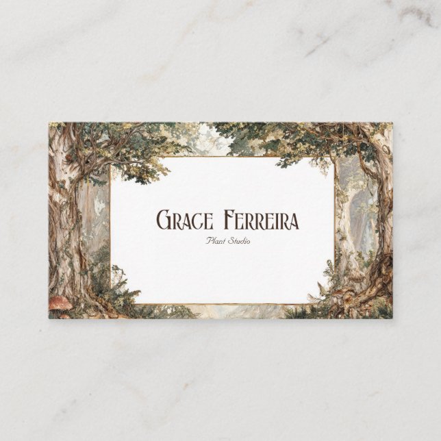 Rustic Enchanted Forest & Toadstools  Business Card (Front)