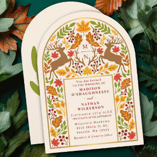 Rustic Enchanted Woodland Deer Arch Wedding Invitation