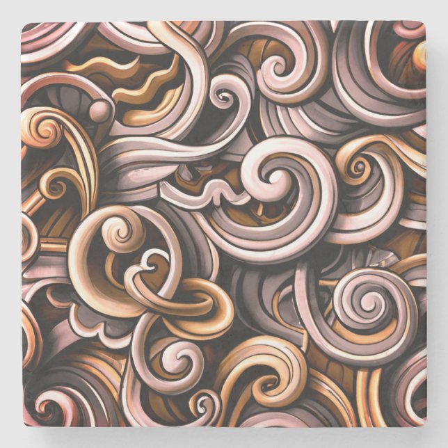 Rustic Energy Swirls  Stone Coaster (Front)
