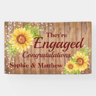 Rustic Engagement Congratulations Sunflower Party Banner