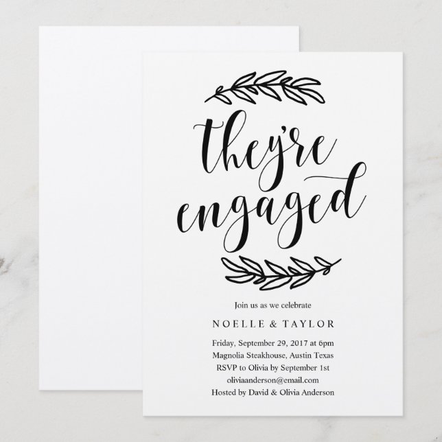 Rustic Engagement Party Dinner Invitation (Front/Back)