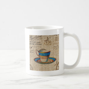 Rustic english country tea party blue teacup coffee mug