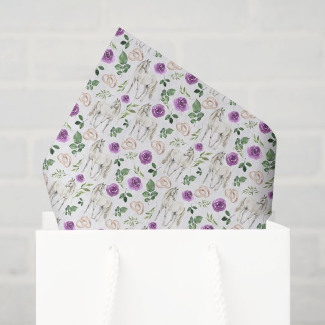 Rustic Equestrian Floral Purple Tissue Paper (Gift Bag)