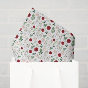 Rustic Equestrian Floral Red Tissue Paper