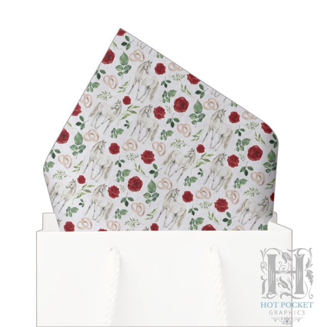 Rustic Equestrian Floral Red Tissue Paper (Creator Uploaded)