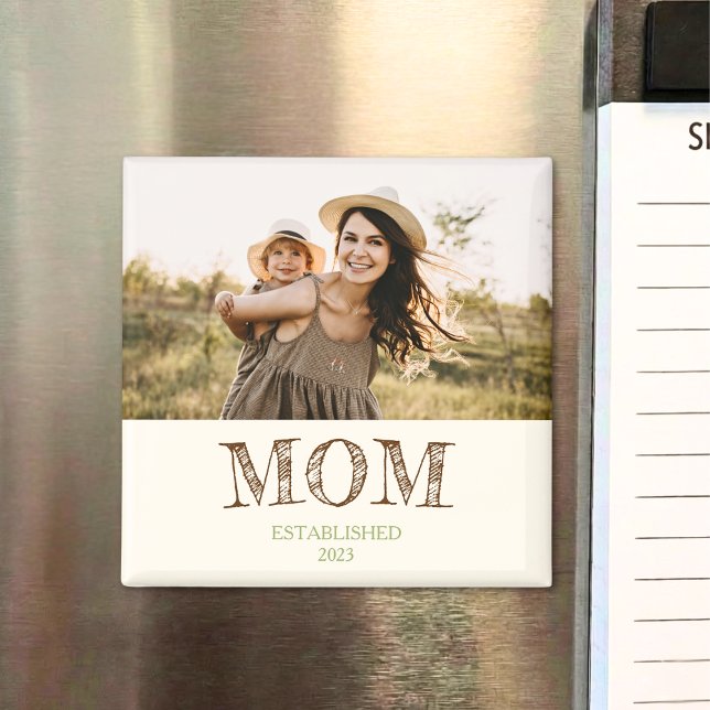Rustic Established Mum Name Year Gift Magnet (Creator Uploaded)
