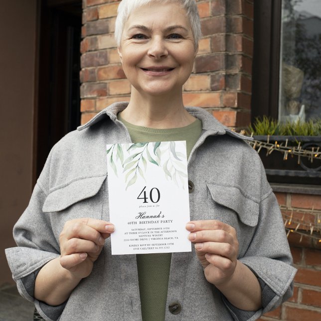 Rustic Eucalyptus 40th Birthday Party Invitation (Creator Uploaded)