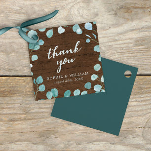Rustic Eucalyptus and Brown Wood Thank You Favour Tags