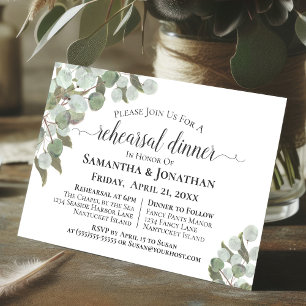 Rustic Eucalyptus and Greenery Rehearsal Dinner Invitation
