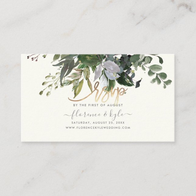 Rustic Eucalyptus, Blue Gum Website RSVP Business Card (Front)