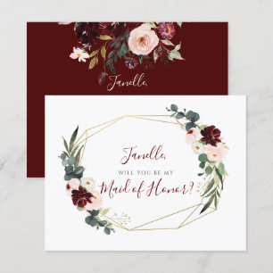 Rustic Eucalyptus Blush DIY Be my Maid of Honour Invitation