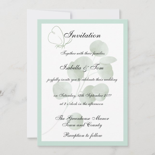 Rustic Eucalyptus Boho Botanical Wedding Invitation (Front)
