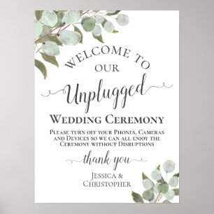 Rustic Eucalyptus Boho Unplugged Wedding Ceremony Poster