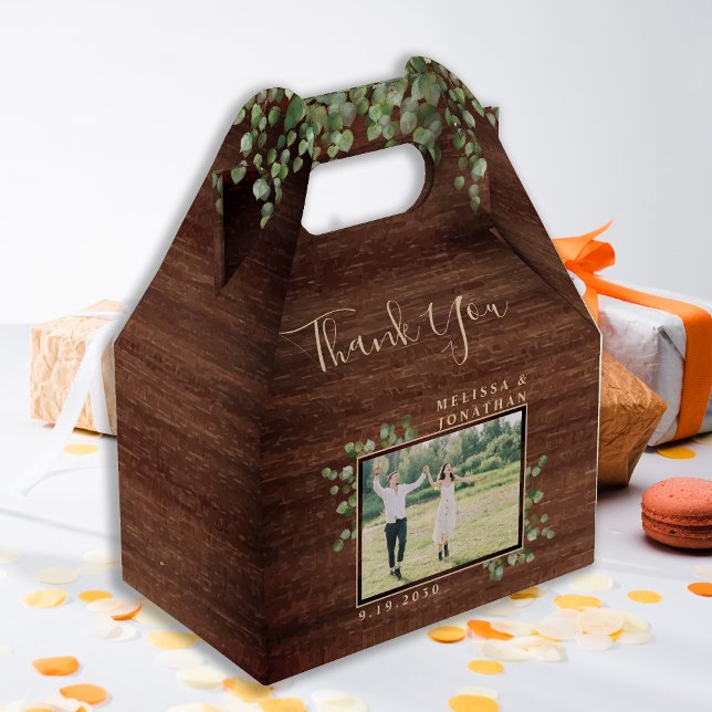 Rustic Eucalyptus Botanical Foliage Photo Wedding Favour Box (Creator Uploaded)