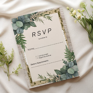 Rustic eucalyptus botanical greenery RSVP Invitation
