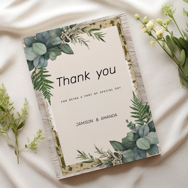 Rustic eucalyptus botanical greenery Thank You Invitation (Rustic eucalyptus botanical greenery Thank You )