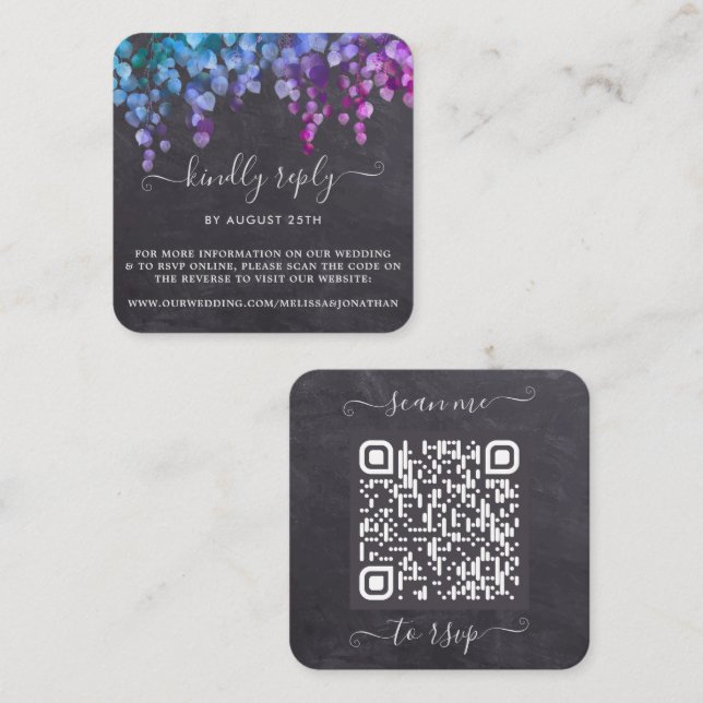 Rustic Eucalyptus Botanical Wedding RSVP QR Code  Enclosure Card (Front/Back)
