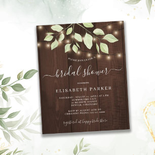 Rustic eucalyptus budget bridal shower invitation