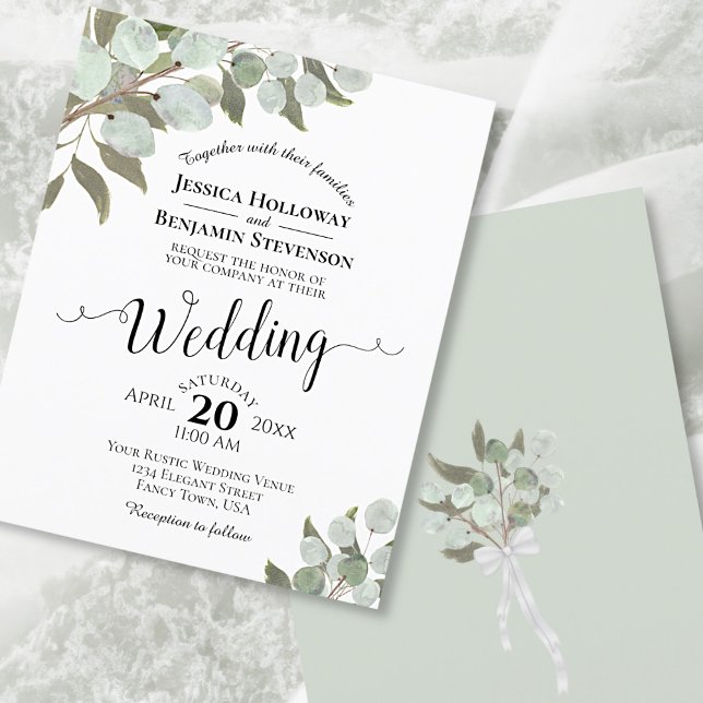 Rustic Eucalyptus BUDGET Wedding Invitation (Creator Uploaded)