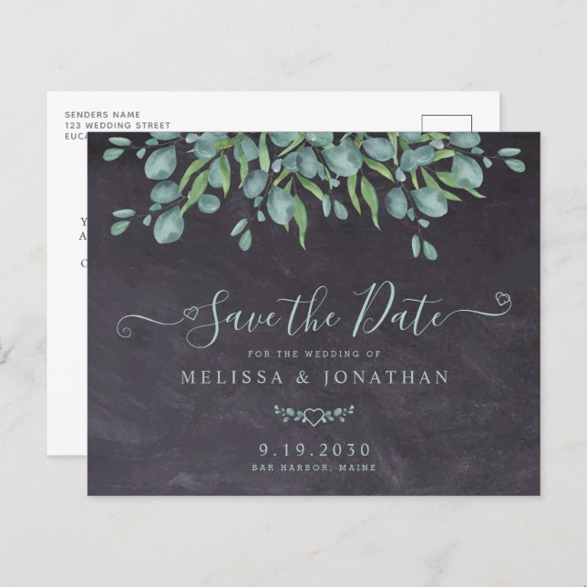 Rustic Eucalyptus Budget Wedding Save The Date (Front/Back)